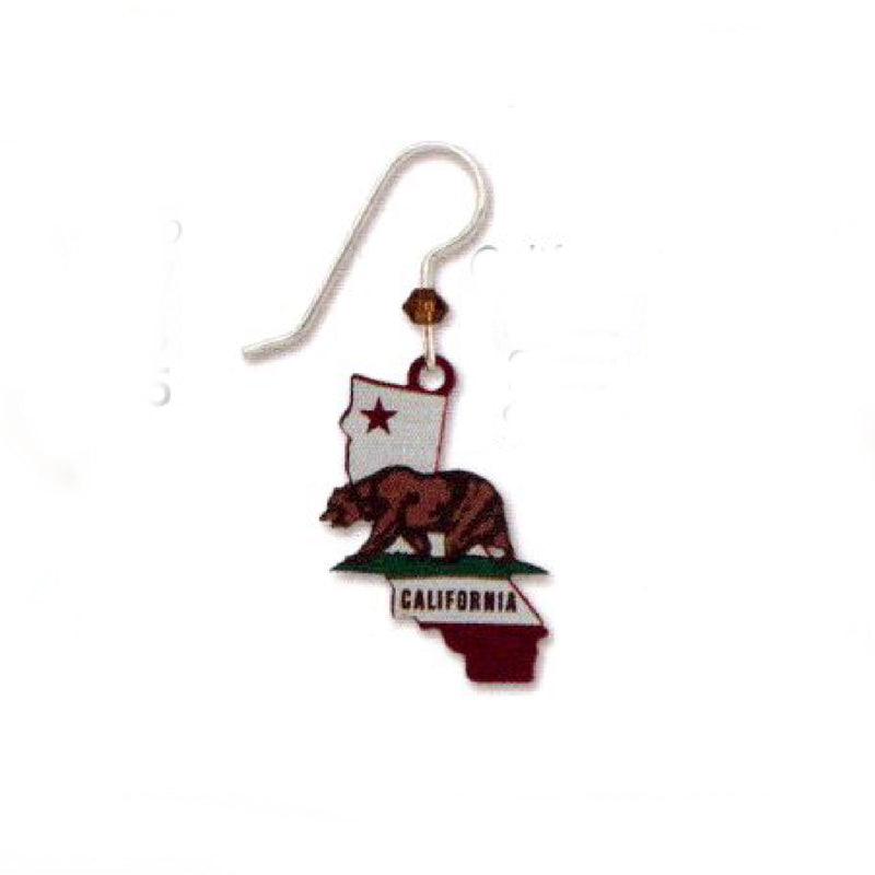 California State with Bear and Star design Earring on a white background