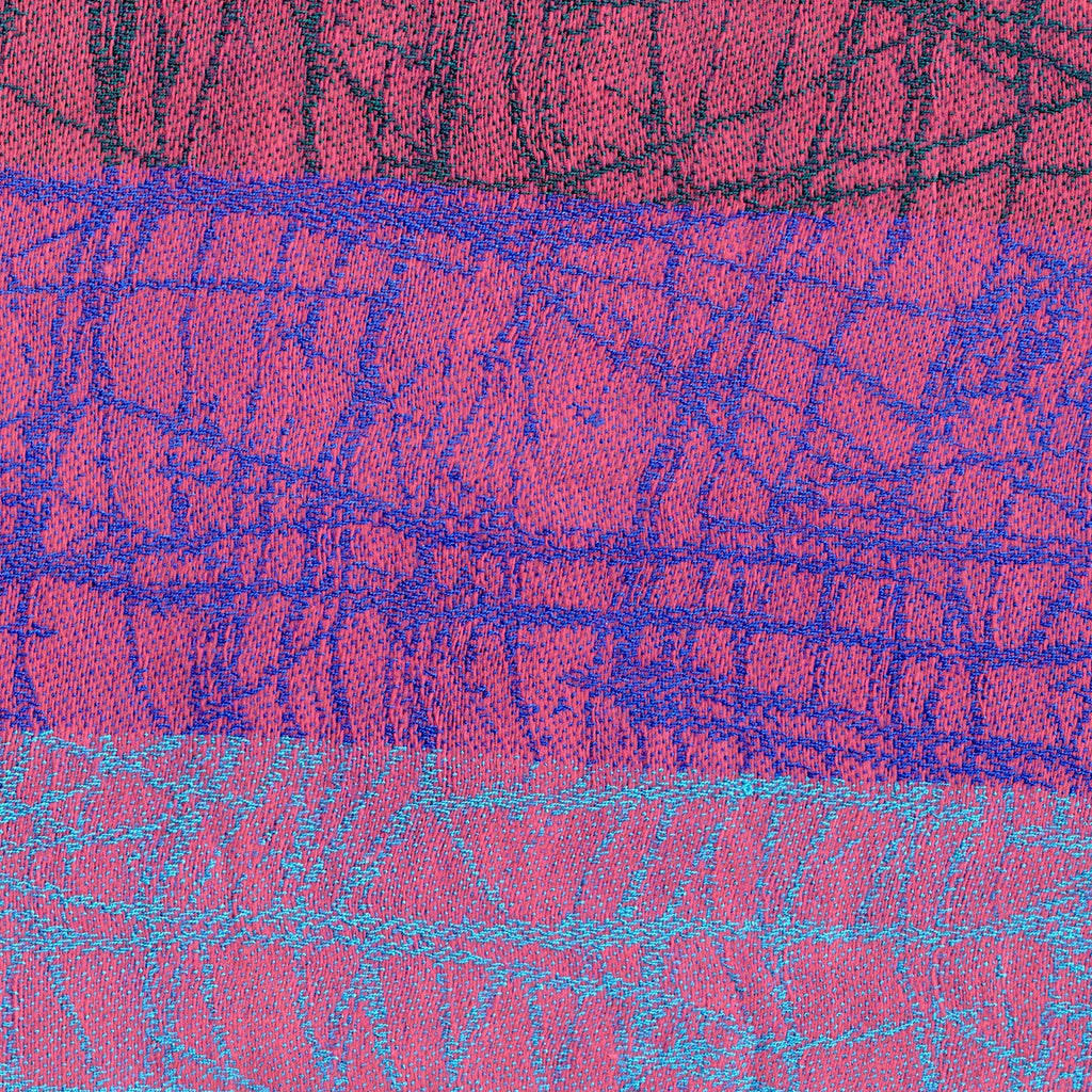 Magenta Pinks and Blues and Blacks make this Scarf bright with color!