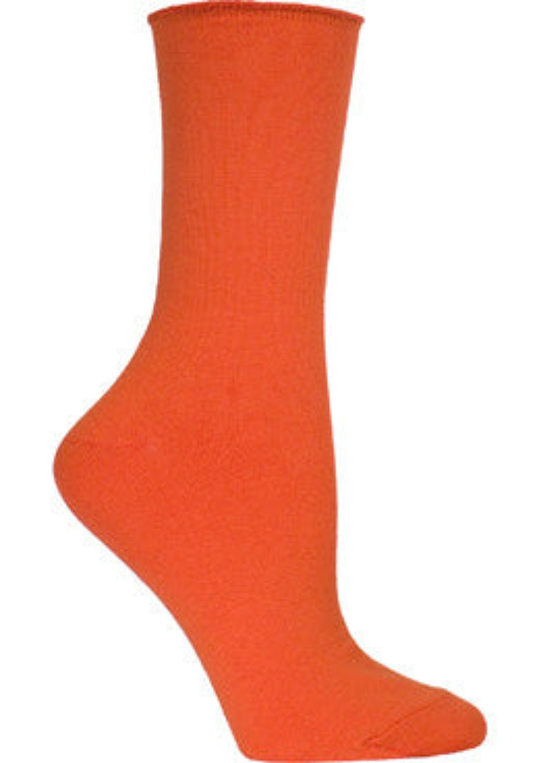 Ozone Basics Mid Zone Crew Sock in Bright Orange with an Unique Non Binding Cuff on a White background