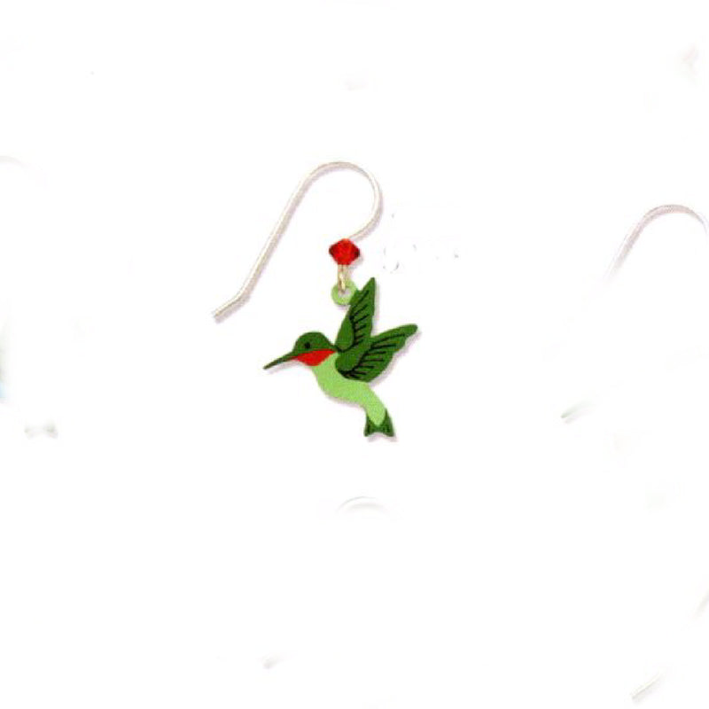 Green hummingbird Earring on a white background