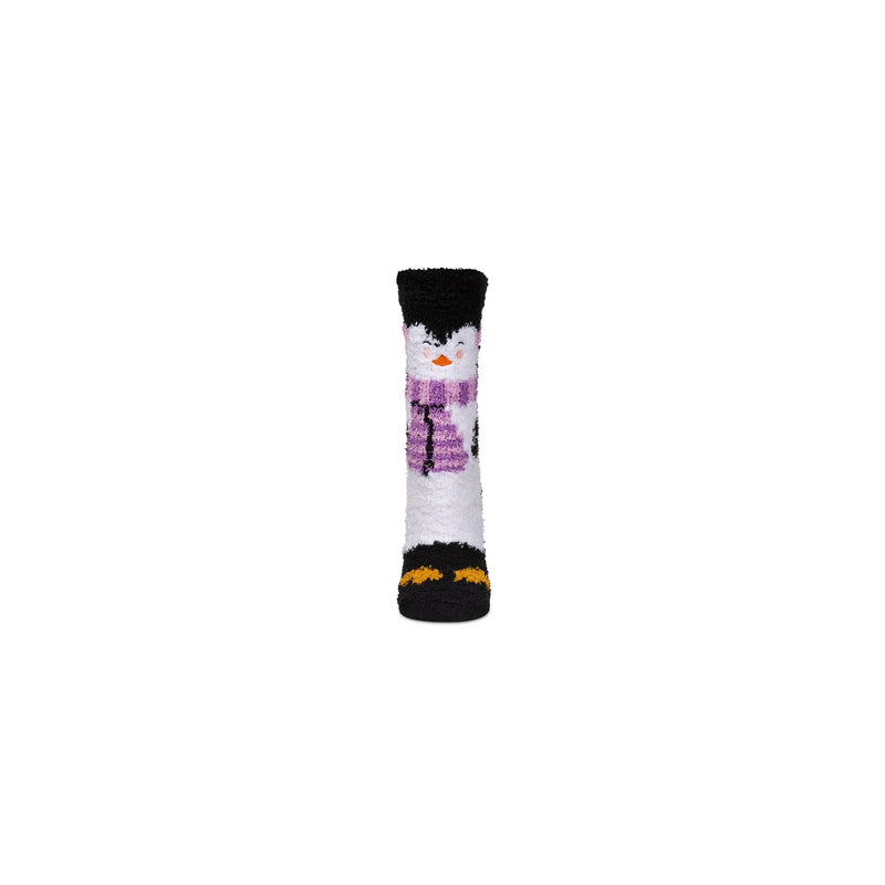 Sock with a Penguin wrapped up in a Scarf  on a background of White