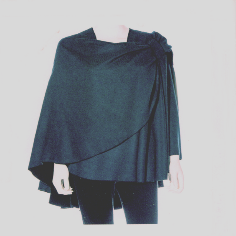 A dark teal wrap Cashmere Shawl draped over a mannequin torso, shown against a plain light gray background.