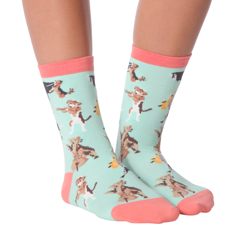 K Bell Musical Dogs Sock on Model.