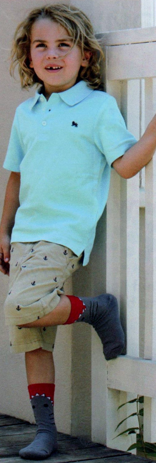 Young Model wearing K Bell Kids Shark Socks