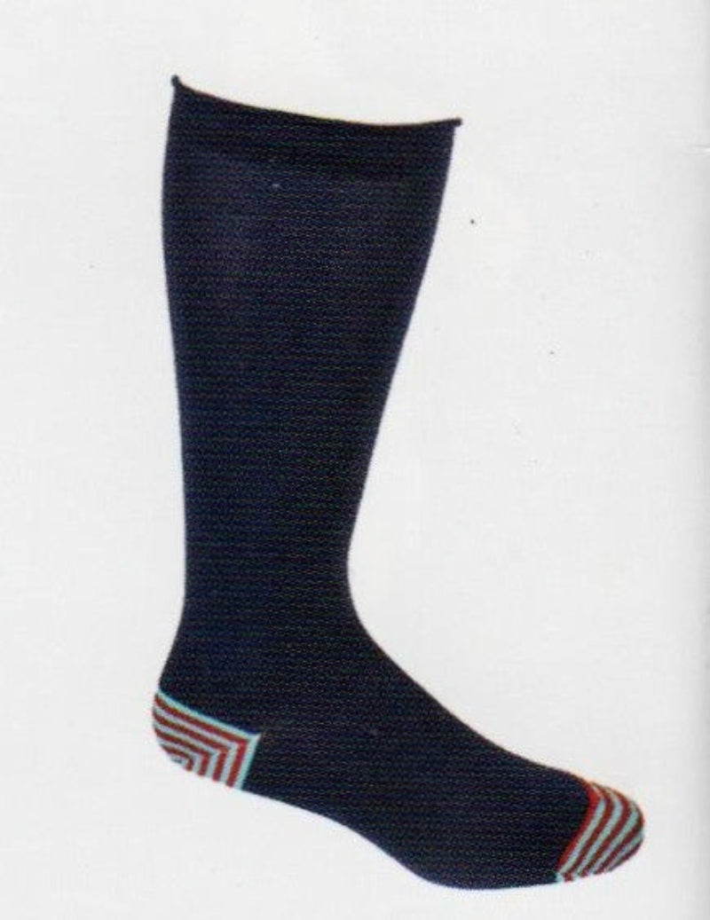 Ozone Basic Navy is a Cozy Cotton Blend with just a hidden amount of Color you can hide the Light Blue and Red Stripes on the Heels and Toes