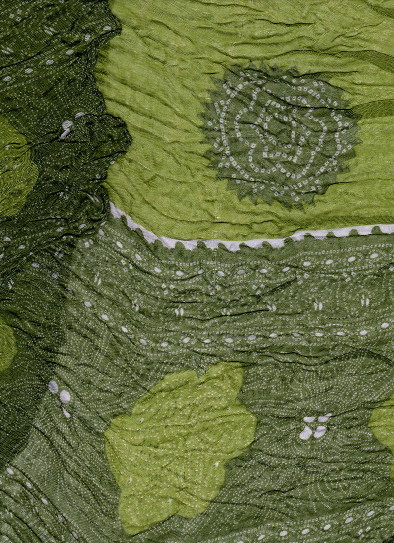 Rapti Stamped Crinkle Scarf in Green Swatch